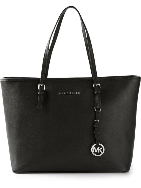 black leather michael kors jet set tote signature tote|Michael Kors large open tote.